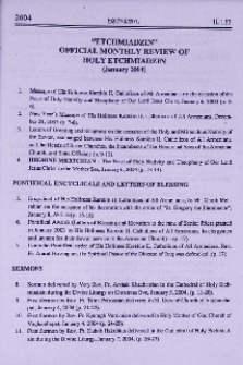 "Etchmiadzin" official monthly review of Holy Etchmiadzin (January 2004)