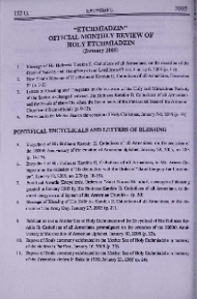 "Etchmiadzin" official monthly review of Holy Etchmiadzin (January 2005)