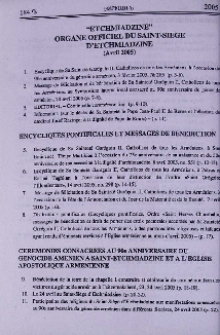 "Etchmiadzine" organe officiel du Saint-Siège d'Etchmiadzine (Avril 2005)