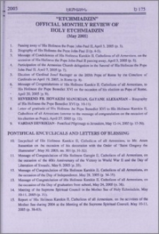 "Etchmiadzin" official monthly review of Holy Etchmiadzin (May 2005)