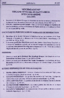 "Etchmiadzine" organe officiel du Saint-Siège d'Etchmiadzine (Juin 2005)