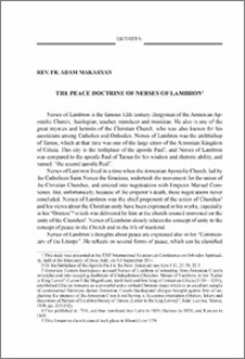 Peace Doctrine of Nerses of Lambron