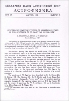 Spectrophotometric studies of nonstable stars. III. The spectrum of FG Sagittae in 1968-1973