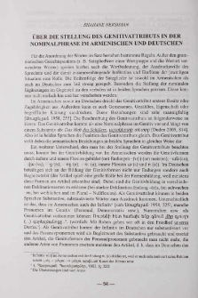 Uber Die Stellung des Genitivattributs in der Nominalphrase im Armenischen und Deutschen