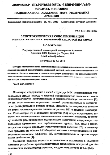 Электрохимическая сополимеризация 5-винилтетразола с акриловой кислотой на аноде