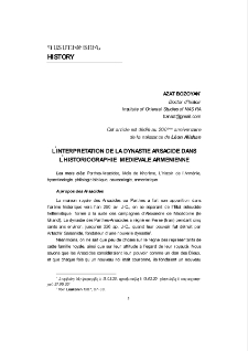 L’interprétation de la dynastie Arsacide dans l’historiographie Médiévale Arménienne