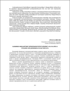 Влияние финансово-экономического кризиса на малое и среднее предпринимательство в РА