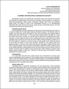 Economic preconditions of demographic security