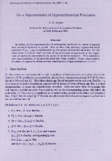 On a representation of hyperarithmetical predicates