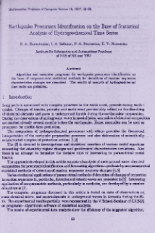 Earthquake precursors identification on the base of statistical analysis of hydrogeochemical time series