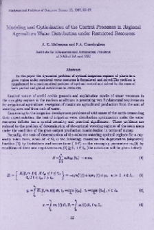 Modeling and optimization of the control processes in regional agriculture water distribution under restricted resources