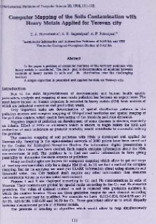 Computer mapping of the soils contamination with heavy metals applied for Yerevan city