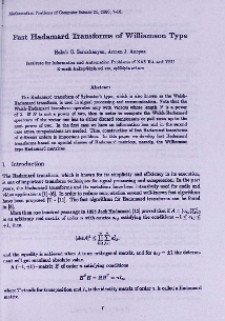 Fast Hadamard transforms of Williamson type