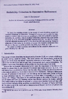 Reliability criterion in successive refinement