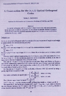 A construction for the (n, 4,2) optical orthogonal codes