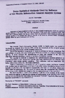 Some statistical methods used by software of the health information general analytic system