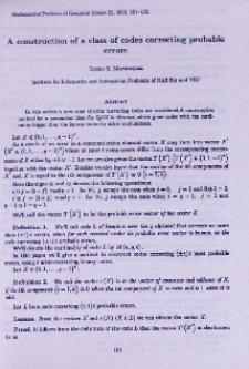 A construction of a class of codes correcting probable errors