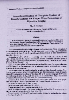 Some simplification of complete system of transformations for proper edge colourings of bipartite graphs