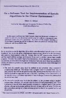 On a software tool for implementation of systolic algorithms in the cluster environment