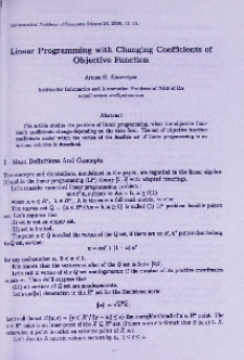 Linear programming with changing coefficients of objective function