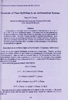 Analysis of case splitting in a arithmetical system