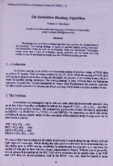 On switchbox routing algorithm