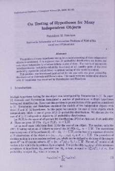 On testing of hypotheses for many independent objects