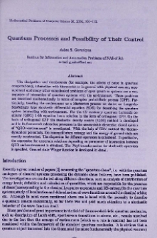 Quantum processes and possibility of their control