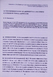 On the representation of arithmetical and string functions in formal languages