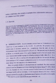 Some criteria of completeness for axiomatic systems in three-valued logic