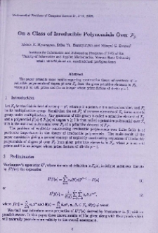 On a class of irreducible polynomials over Fp