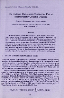 On optimal hypothesis testing for pair of stochastically coupled objects