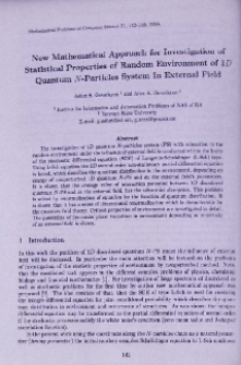 New mathematical approach for investigation of statistical properties of random environment of 1 D quantum N-particles system in external field