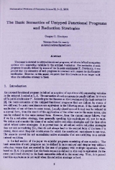 The basic semantics of untyped functional programs and reduction strategies
