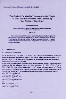 The optimal permissible placement by the height of the transitive oriented tree containing one vertex of branching