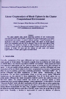 Linear cryptanalysis of block ciphers in the cluster computational environment