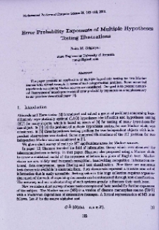 Error probability exponents of multiple hypotheses testing illustrations