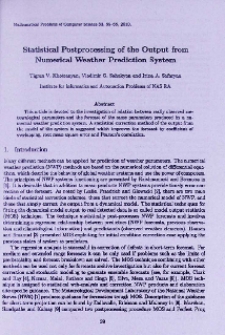 Statistical postprocessing of the output from numerical weather prediction system