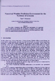 Numerical weather prediction environment for the territory of Armenia