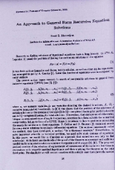 An approach to general form recursive equation solutions