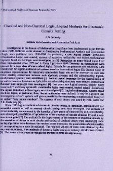 Classical and non-classical logic, logical methods for electronic circuits testing