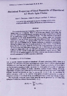 Statistical properties of ideal ensemble of disordered 1D steric spin-chains
