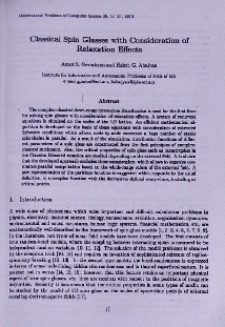 Classical spin glasses with consideration of relaxation effects