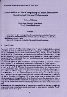 Computation of the complexity of some recursive constructed normal polynomials