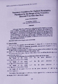 Necessary conditions for optimal permissible placement by the height of the transitive directed tree with one root