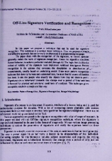 Off-line signature vertification and recognition