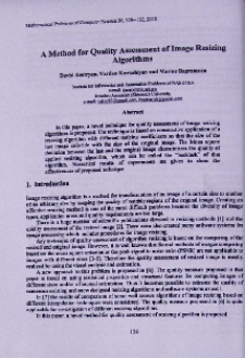 A method for quality assessment of image resizing algorithms