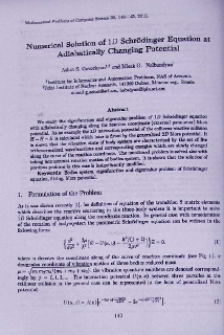 Numerical solution of 1D schrodinger equation at adiabetically changing potential