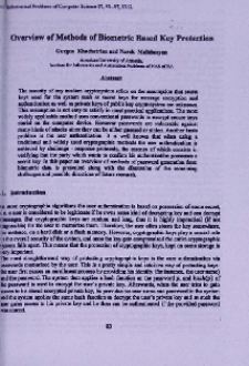 Overview of methods of biometric based key protection