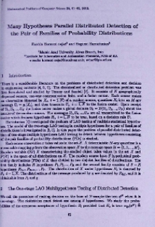 Many hypotheses parallel distributed detection of the pair of families of probability distributions